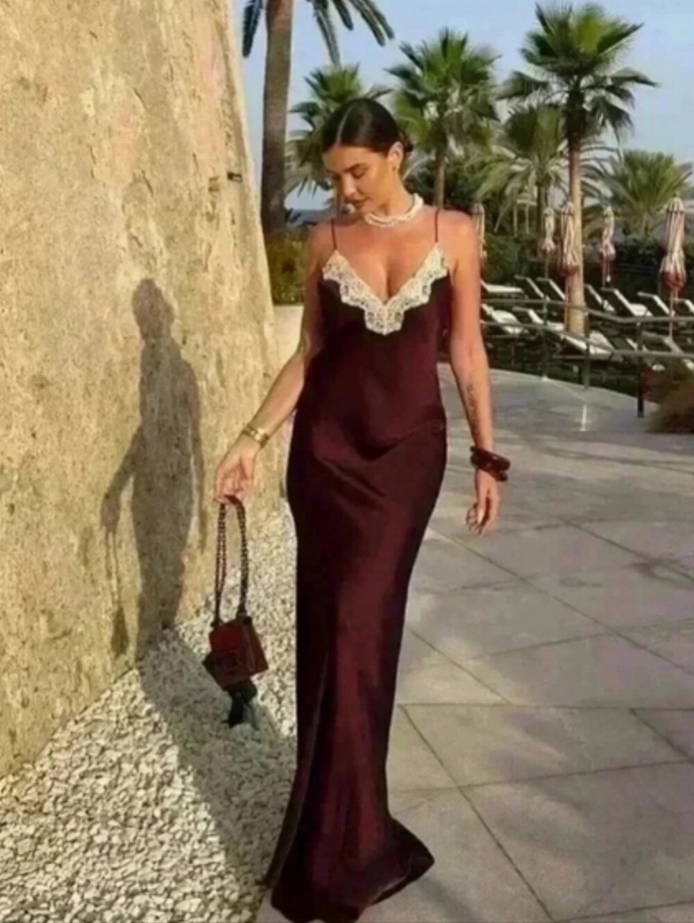Zara satin lace slip maxi long dress size M - Picture 2 of 14